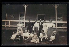 RPPC Postcard Large Extended Family Photo in Front Yard of House c1910 picture