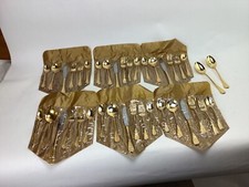 Viners of Sheffield VS10 Gold Electroplate Scroll Flatware Set 6 place settings+ picture