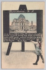 Vintage 1907 Providence RI City Hall Postcard with Child Illustration picture
