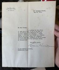 Hiram Bingham signed letter Politician, Explorer 