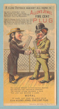 Vintage Victorian Trade Card 'Allen's Jewel Five Cent Plug' Tobacco  picture