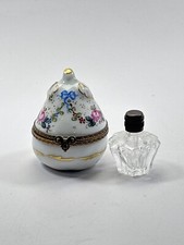 Limoges France Trinket Box Pear Shape Floral Hand Painted Peint Main JD Dumont picture