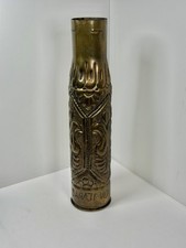 Original WWII-era trench art /converted brass shell casing/ 1942 signed Sarajevo picture