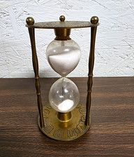 Vintage Brass & Glass Decorative Hourglass Sand Timer picture
