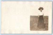 1909 Woman With Hat Dannebrog Nebraska NE PPC Photo Posted Antique Postcard picture