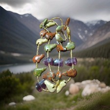 VTG Zuni bear fetish necklace Carved Amethsyt Jasper Agate Marble Jadite picture