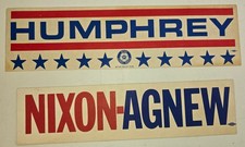NOS Unused Vintage Humphrey Nixon Agnew 1968 Political Campaign Bumper Stickers picture