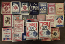 Huge Vintage Playing Cards Lot of 21 Decks Plus 2 Bicycle 100 Poker Chips Boxes picture