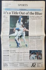 1988 Hersheiser Dodgers v A's World Series Champions MLB LA Times Newspaper picture