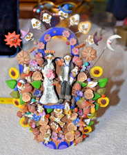 Vintage IMPRESSIVE WEDDING DAY OF THE DEAD MINI TREE OF LIFE J Hernandez ARZALUZ picture