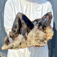 11.7LB Natural Black Smoke Color Quartz Cluster Crystal Specimens Mineral Healin picture