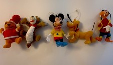 5 Vintage Walt Disney Production Hong Kong Flocked Plastic Character Ornaments picture