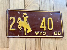 1968 Wyoming License Plate - Low Number picture