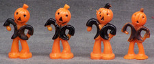 4 Vintage Rosbro Halloween Jack O'Lantern Man Cake Cupcake 1.75