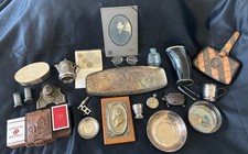 Grandpa’s Desk Lot Of Collectibles- Silver, Inkwell, Card Caddy, Etc. Nice Lot picture