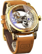 Brand new FORSINING Men's Square Carving Mechanical Wristwatch Retro Totem Doubl picture