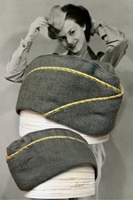 WWII 1944 WAC US ARMY ENLISTED WOOL WINTER SERVICE GARRISON CAP Size 23 LARGE picture
