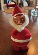 Vintage West Germany Felted Paper Mache Santa Candy Container Christmas  1940s picture