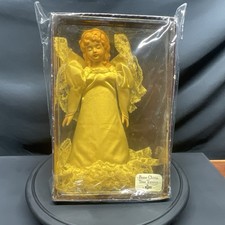 Vintage Russ Berrie Bone China Angel Tree Topper 2478 Gold Satin Lace Sealed picture