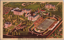Vintage Dayton Ohio Postcard OH Linen Air View University Stadium picture