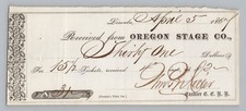 RARE 1860s Oregon Stage Co Financial Receipt Stagecoach Ephemera Crocker picture