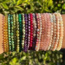 Wholesale Grade A++ Genuine Gemstone 4mm Bead Bracelets Choose -35 Types Stone picture