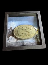 Early Reproduction CS Oval Belt Plate c.1880s Framed Civil War Style picture