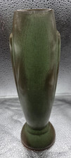 Vintage Frankoma MCM Bullet Bud Vase #43 in Prairie Green/Brown picture