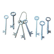 Vintage Skeleton Key Lot 8pc Sargent Russell Erwin Antique Barrel Keys Steampunk picture