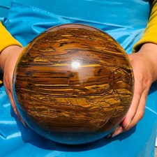 9.68LB Natural Tiger's Eye Ball Quartz Crystal Sphere Gem Mineral Specimen Heals picture