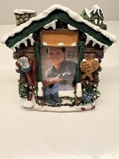 Vintage 1998 FIGI Ski Lodge Picture Frame 2x3 Hand Painted Christmas Chalet picture