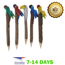 5 Pcs Cute Wood Carved Bird Parrot Animal Pencils Creative School Office Supplie picture