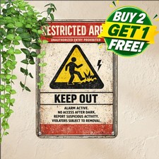 Warning Zombie Outbreak Area Sign Vintage Horror Walking Dead Metal Tin Plaque picture