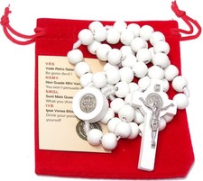 Holy Land Market St. Benedict Catholic wood Rosary beads from Bethlehem - the picture