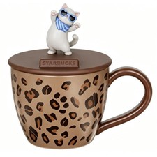 New Starbucks China 2026 Retro Leopard Print 12oz Ceramic Mug with Lid picture