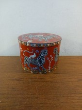 ORTIGIA SICILIA ORED LEOPARD TIN BOX EMPTY 15CMS DIAMETER  picture