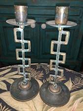 Pair of vintage/antique brass candle holders candle sticks . Art Deco. picture