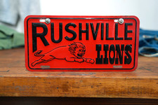 Vintage 1960s Booster License Plate Topper Sign Scioto Rushville Indiana Lions picture