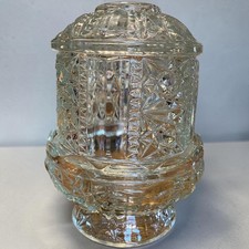 VINTAGE LARGE INDIANA GLASS STARS AND BARS CLEAR GLASS FAIRY LAMP 6.5