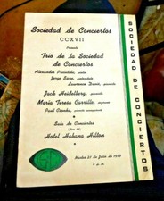 VINTAGE PROGRAM CLASSIC MUSC CONCERT HOTEL HABANA HILTON CUBA 1959 picture