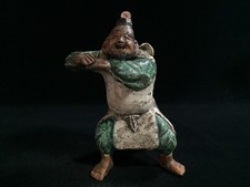 U1233 Vintage Japanese Pottery Ebisu God Statue Shinto Ceramic Figure picture