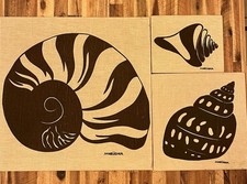 Marüshka Canvas Wall Art Mid Century Modern Decor Seashell Lot of 3 Vintage picture