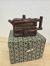 Handmade Chinese Rustic Log Cabin Teapot – Unique Collectible picture
