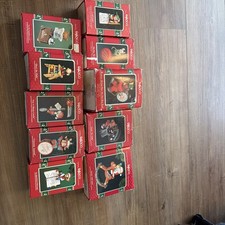 Vintage Enesco SANTA Christmas Ornaments, MEGA LOT of 10 NIOB picture