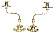 Vintage Valmazan for Sarreid Ltd 9.75” Solid Brass Candlestick Holders ~ A Pair picture