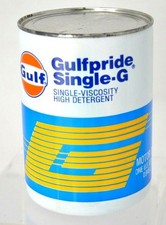 Vintage GULF Motor Oil FULL CAN GULFPRIDE SINGLE-G Vinyl 1Qt SA30 FULL picture