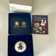 Halcyon Days Enamels Teddy Bear Trinket Box w/ Blue Presentation Box Booklet picture