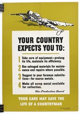 Original 1942 Homefront Worker Incentive Poster - Your Country Expects You picture