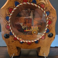 Vintage Hand-Carved Wooden Sicilian Horse-Drawn Cart and Figurine picture