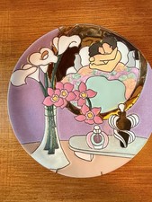 VTG Judy Miller Couple in Bed Decorative Pottery Plate 10 7/8